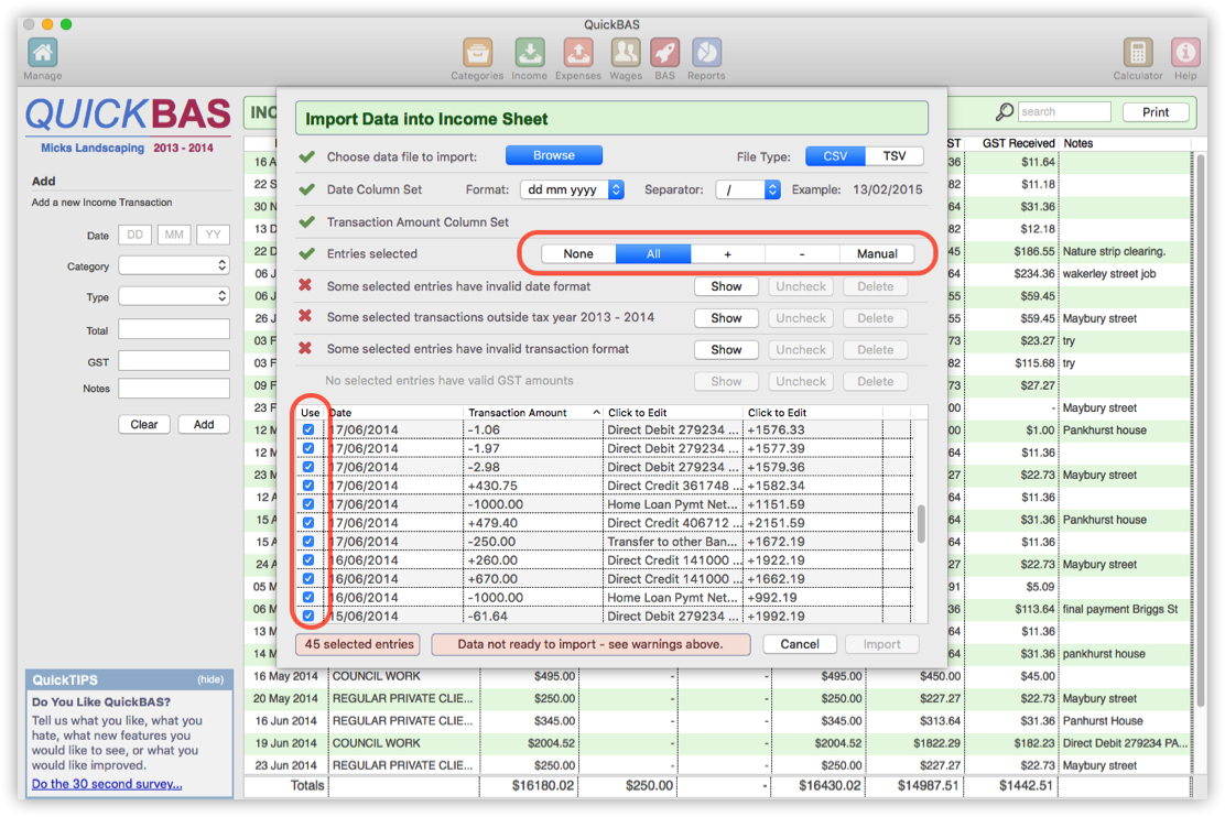 Importing Data Choosing Rows