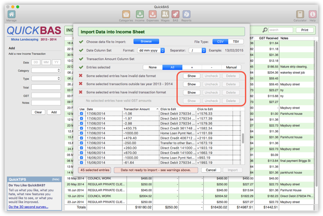 Checking Valid Data