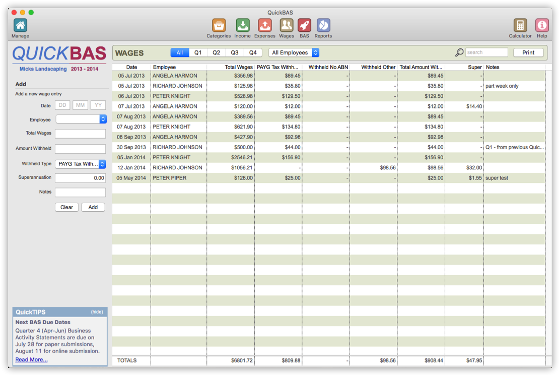 The Wages Sheet