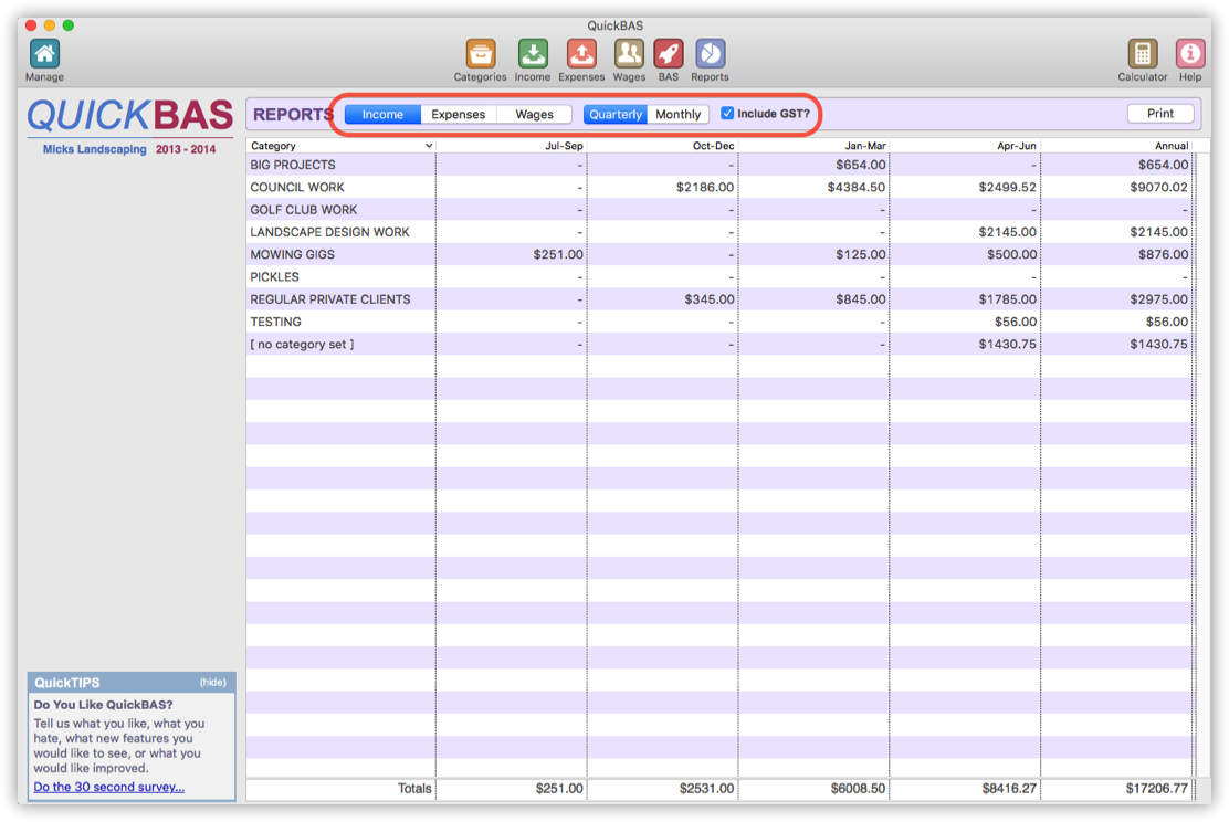 Income Reports