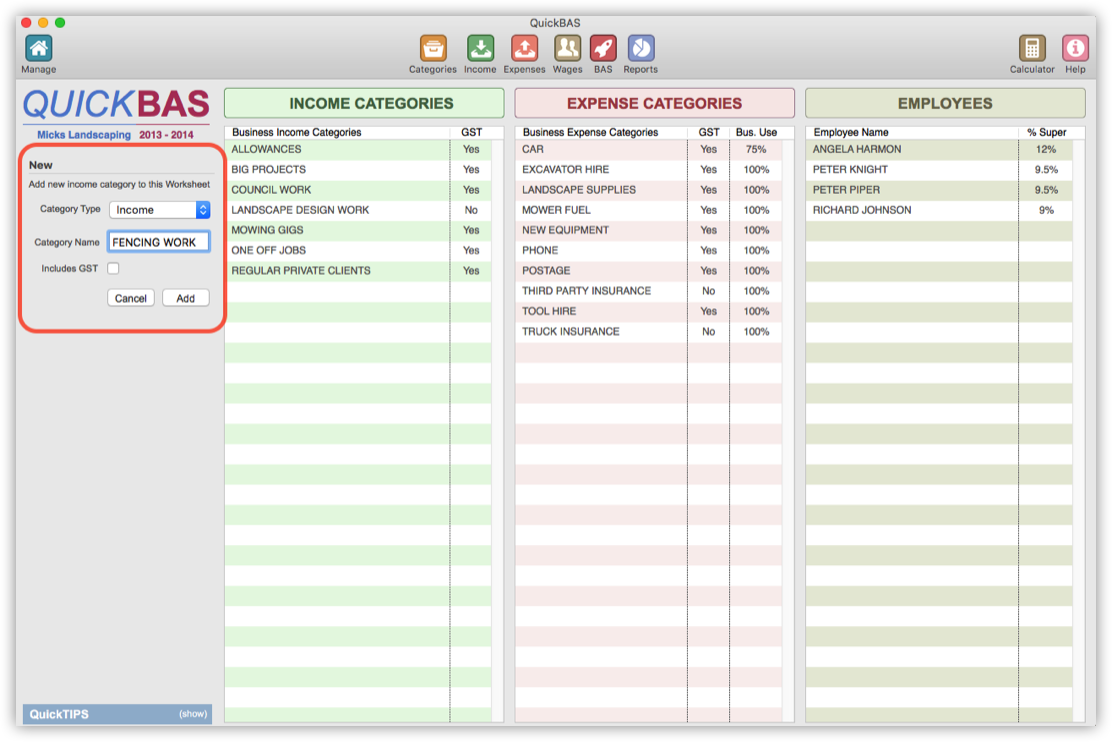 Add Income Category