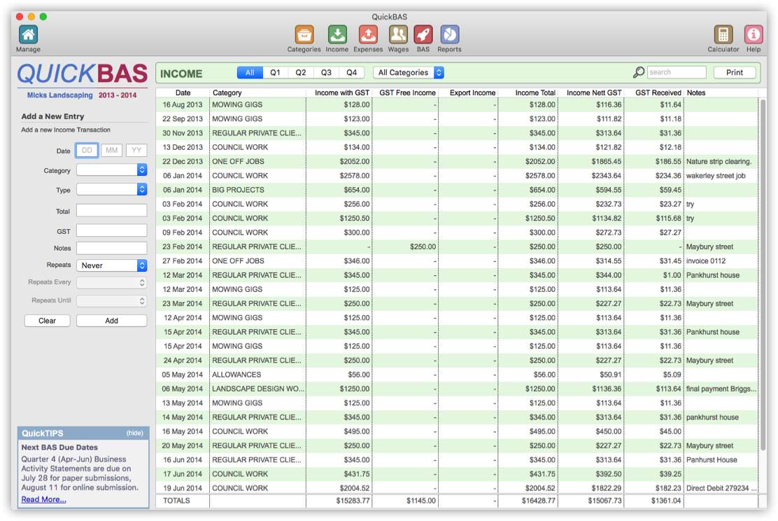 The Income Sheet