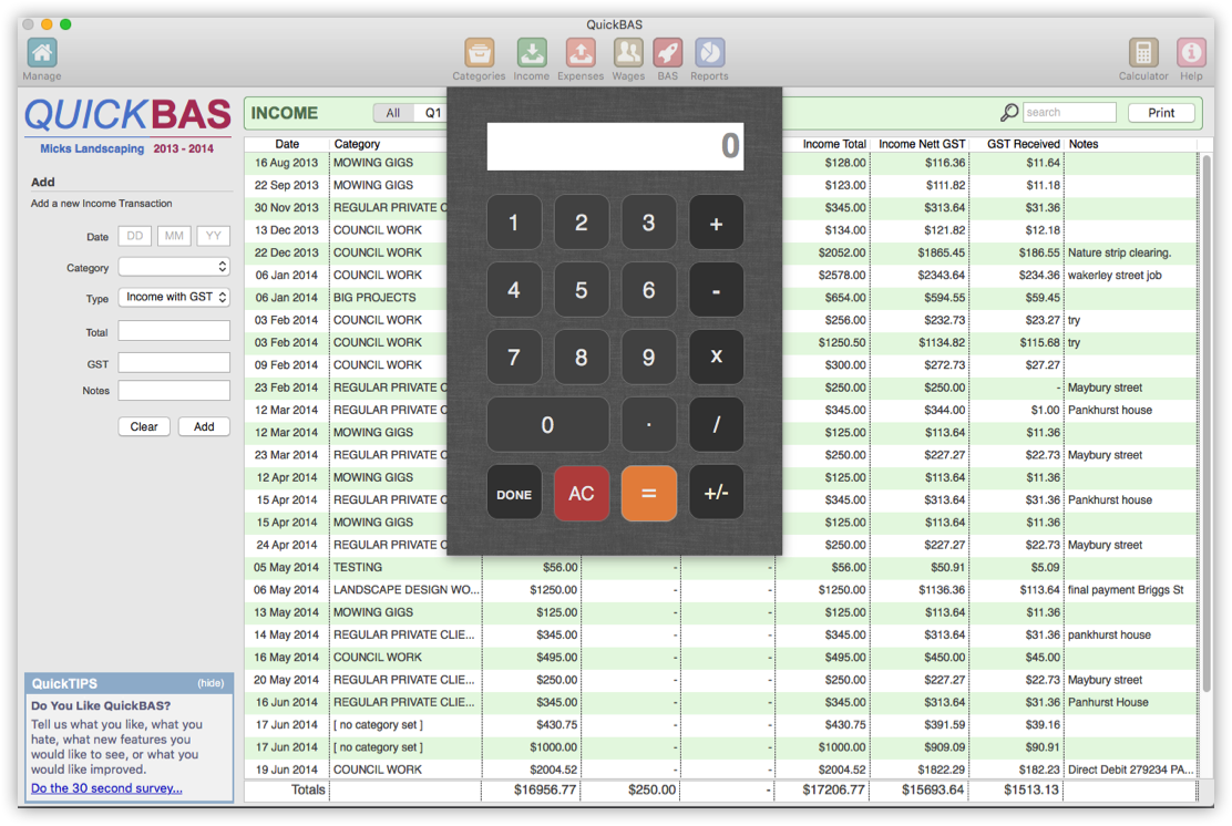 QuickBAS Calculator