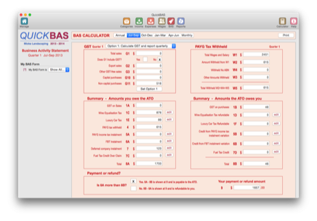 QuickBAS BAS Calculator