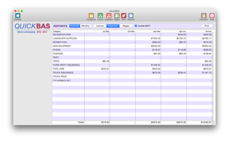 QuickBAS Reports Sheet