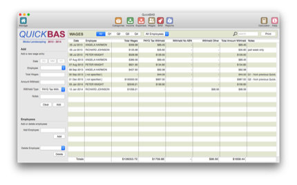 QuickBAS Wages Sheet